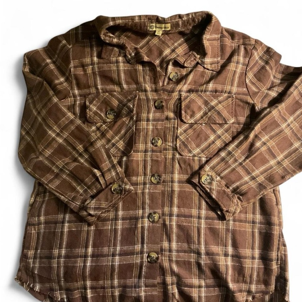Democracy Kids Brown Plaid Button Down Shirt